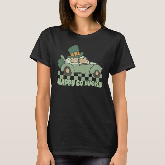 Happy Go Lucky Car Retro St Patrick's Day Patrick T-Shirt (Vorderseite)