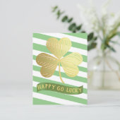 Happy Go Lucky Gold Kleeblatt St Patrick's Day Postkarte (Stehend Vorderseite)