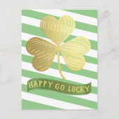 Happy Go Lucky Gold Kleeblatt St Patrick's Day Postkarte (Vorderseite)