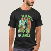 Happy Go Lucky Ice Coffee Lover Shamrock St.Patric T-Shirt (Vorderseite)
