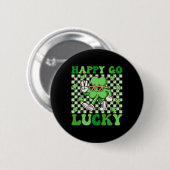 Happy Go Lucky Kleeblatt Irish St Patricks Day Gro Button (Vorne & Hinten)