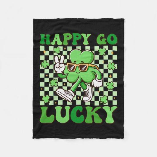 Happy Go Lucky Kleeblatt Irish St Patricks Day Gro Fleecedecke (Vorderseite)