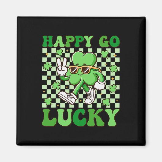 Happy Go Lucky Kleeblatt Irish St Patricks Day Gro Magnet (Vorne)