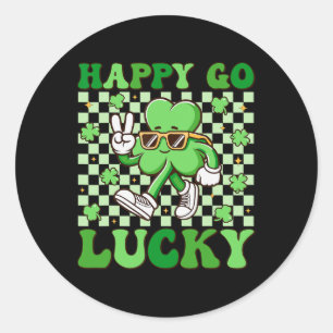 Happy Go Lucky Kleeblatt Irish St Patricks Day Gro Runder Aufkleber