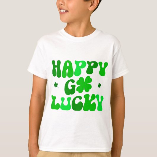 HAPPY GO LUCKY Kleeblatt St. Patrick Kid's T - Shi T-Shirt (Vorderseite)