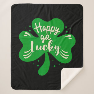 Happy Go Lucky Kleeblatt St Patricks Day Sherpadecke