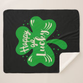 Happy Go Lucky Kleeblatt St Patricks Day Sherpadecke (Vorderseite (Horizontal))