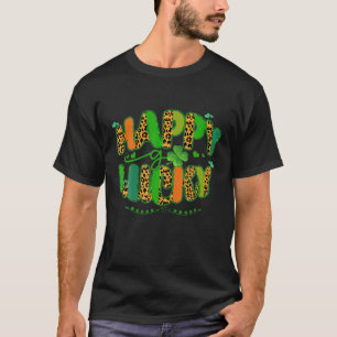 Happy Go Lucky, Leopard St. Patrick's Day, Shamroc T-Shirt