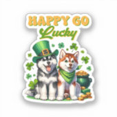 Happy Go Lucky Niedlich Husky St Patricks Day Aufkleber (Vorderseite)
