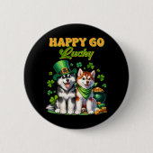 Happy Go Lucky Niedlich Husky St Patricks Day Button (Vorderseite)