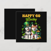 Happy Go Lucky Niedlich Husky St Patricks Day Einladung (Vorne/Hinten)