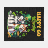 Happy Go Lucky Niedlich Husky St Patricks Day Fleecedecke (Vorderseite (Horizontal))