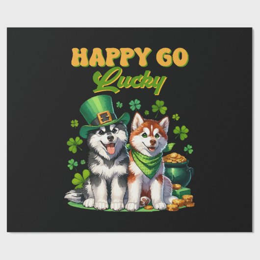 Happy Go Lucky Niedlich Husky St Patricks Day Geschenkpapier (Flach)