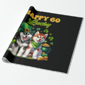 Happy Go Lucky Niedlich Husky St Patricks Day Geschenkpapier (Ungerollt)