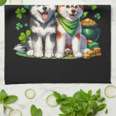 Happy Go Lucky Niedlich Husky St Patricks Day Geschirrtuch (Gefaltet)