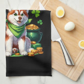 Happy Go Lucky Niedlich Husky St Patricks Day Geschirrtuch (Viertel Falte)
