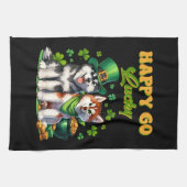 Happy Go Lucky Niedlich Husky St Patricks Day Geschirrtuch (Horizontal)