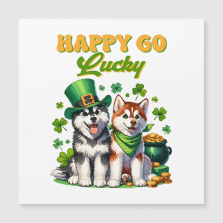 Happy Go Lucky Niedlich Husky St Patricks Day Magnetkarte
