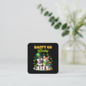 Happy Go Lucky Niedlich Husky St Patricks Day Quadratische Visitenkarte (Stehend Vorderseite)