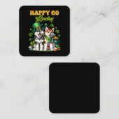 Happy Go Lucky Niedlich Husky St Patricks Day Quadratische Visitenkarte (Vorne/Hinten)
