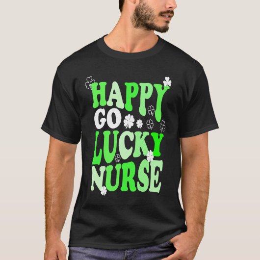 Happy Go Lucky Nurse St Patricks Day Scrub Top (Vorderseite)