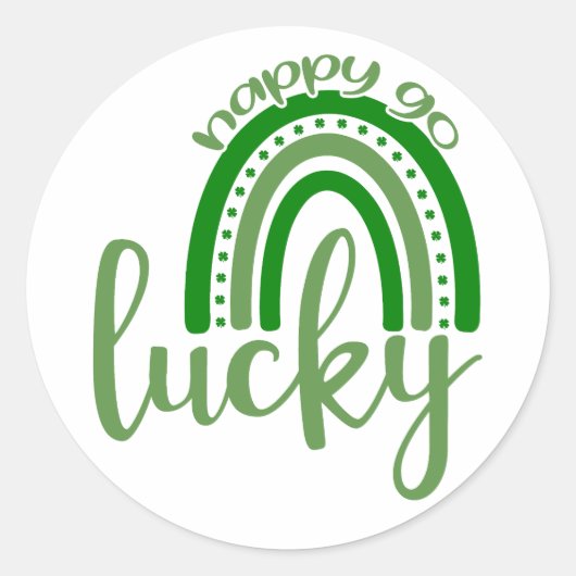 Happy Go Lucky 🍀 Runder Aufkleber (Vorderseite)