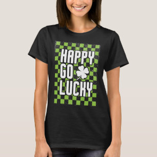 Happy Go Lucky St Patrick's Day Checkered T-Shirt