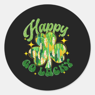 Happy Go Lucky St Patricks Day Frauen Kleinkind B Runder Aufkleber