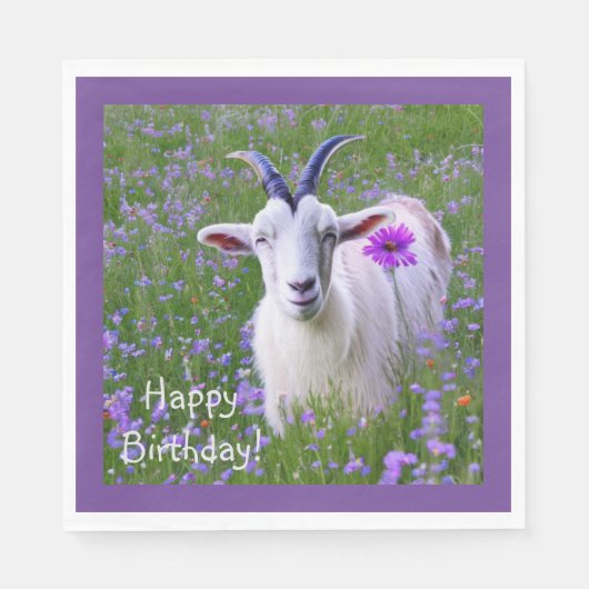 Happy Goat Birthday Serviette (Vorderseite)