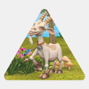 Happy Goat Dreieckiger Aufkleber