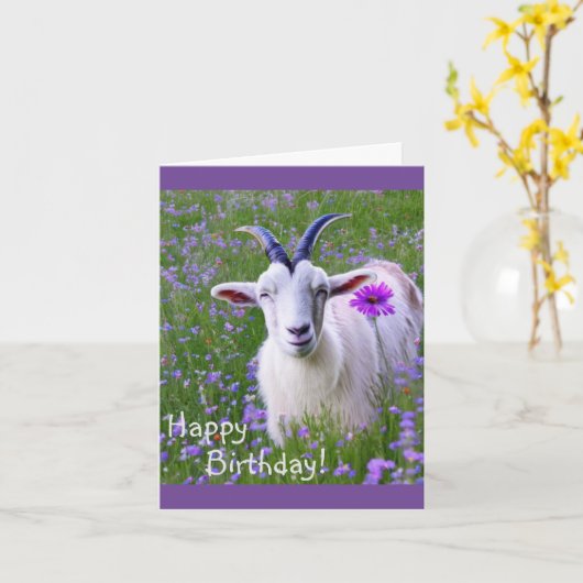 Happy Goat Karte (Gelbe Blume)