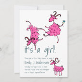 Happy GOAT Pink Baby Dusche Handschriftlich Einladung (Vorderseite)