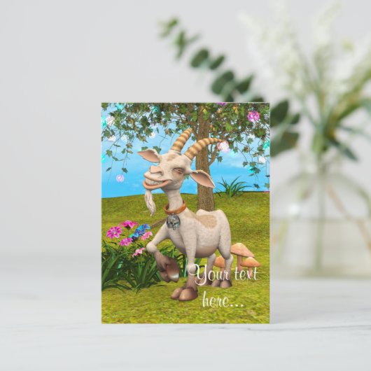 Happy Goat Postkarte (Stehend Vorderseite)