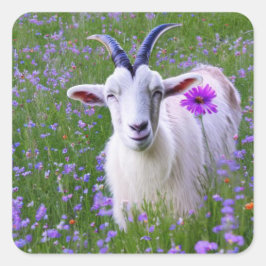 Happy Goat Quadratischer Aufkleber