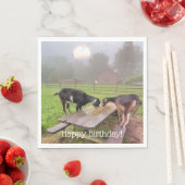 Happy Goat Sunset Birthday Serviette (Beispiel)