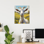 Happy Goat Vibrant Buttercup Wiese Poster (Heimbüro)