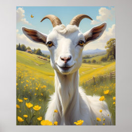 Happy Goat Vibrant Buttercup Wiese Poster
