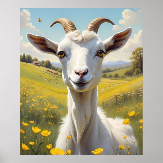 Happy Goat Vibrant Buttercup Wiese Poster (Vorne)