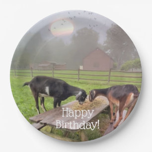 Happy Goats at Sunset Birthday Pappteller