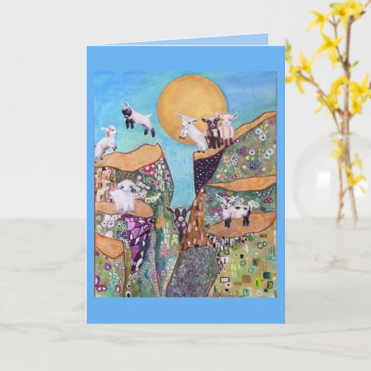 Happy Goats Birthday Karte (Gelbe Blume)