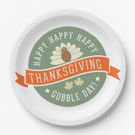 Happy Gobble Day Erntedank Holiday Pappteller