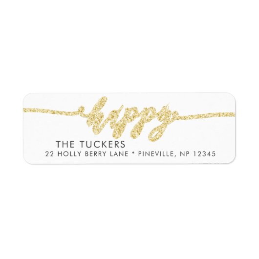HAPPY Gold Glitzer Script Rücksendeadresse (Vorne)