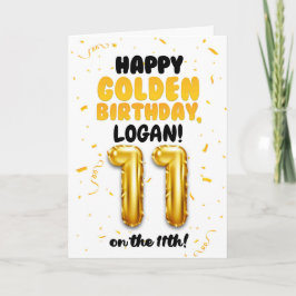 Happy Golden Birthday, 11th Birthday Card for Kids Karte