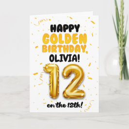 Happy Golden Birthday, 12th Birthday Card for Kids Karte