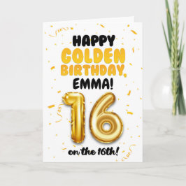 Happy Golden Birthday, 16th Birthday Card for Teen Karte