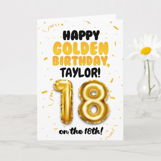 Happy Golden Birthday, 18th Birthday Card  Karte (Kleine Pflanze)