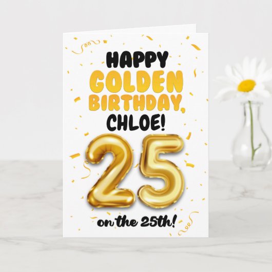 Happy Golden Birthday, 25th Birthday Card  Karte (Kleine Pflanze)