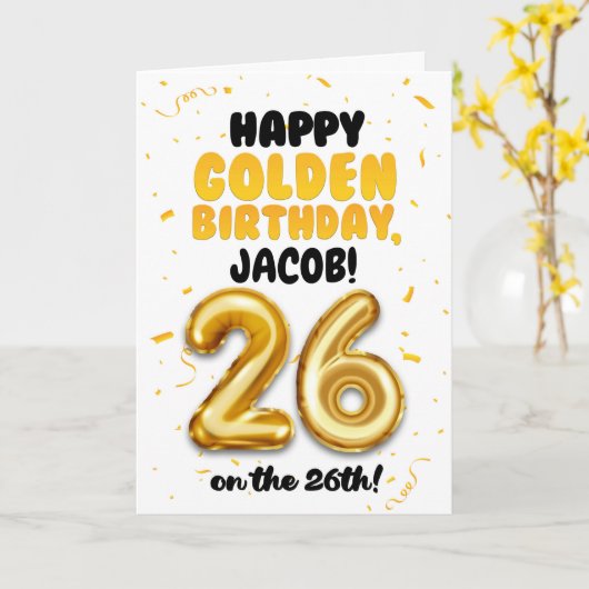 Happy Golden Birthday, 26th Birthday Card Karte (Gelbe Blume)