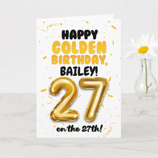 Happy Golden Birthday, 27th Birthday Card Karte (Kleine Pflanze)