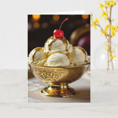 Happy Golden Birthday | Eiscreme Sundae Karte (Gelbe Blume)
